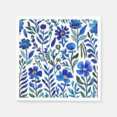 Serviette En Papier Motif d'aquarelle aux fleurs bleues (Devant)