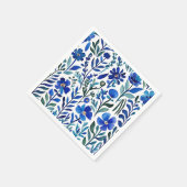 Serviette En Papier Motif d'aquarelle aux fleurs bleues (Coin)