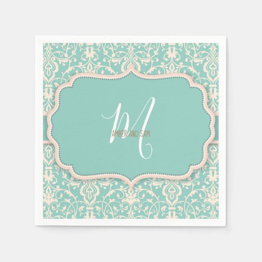 Serviette En Papier Motif d'aquarelle bleu vintage (Devant)