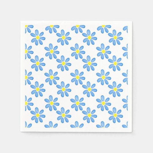 Serviette En Papier Motif d'aquarelle Blue Daisy (Devant)