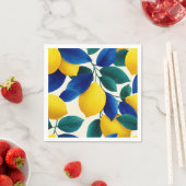 Serviette En Papier Motif d'aquarelle citron et bleu Feuille (En situation)