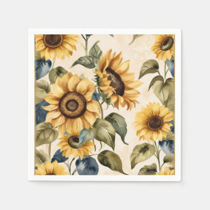 Serviette En Papier Motif d'aquarelle de tournesol jaune