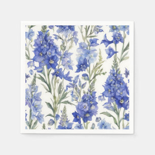 Serviette En Papier Motif d'aquarelle Delphinium en bleu gras