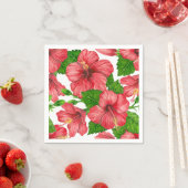 Serviette En Papier Motif d'aquarelle d'hibiscus rouge (En situation)