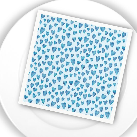 Serviette En Papier Motif d'aquarelle du coeur bleu