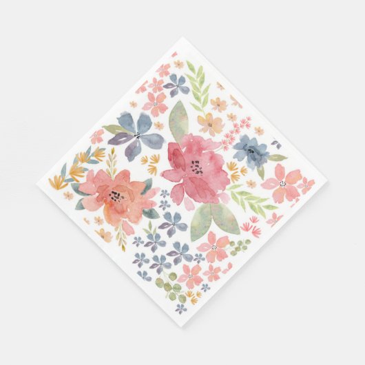 Serviette En Papier Motif d'aquarelle florale (Coin)