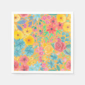 Serviette En Papier Motif d'aquarelle florale en jaune (Devant)