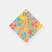 Serviette En Papier Motif d'aquarelle florale en jaune (Coin)