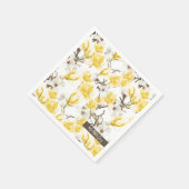 Serviette En Papier Motif d'aquarelle jaune et blanc Magnolia Blossom (Coin)