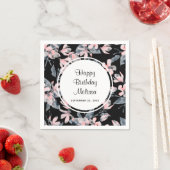 Serviette En Papier Motif d'aquarelle rose et gris (En situation)