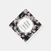 Serviette En Papier Motif d'aquarelle rose et gris (Coin)