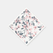 Serviette En Papier Motif d'aquarelle rose et gris (Coin)