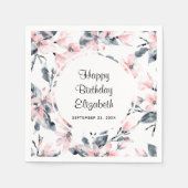 Serviette En Papier Motif d'aquarelle rose et gris (Devant)