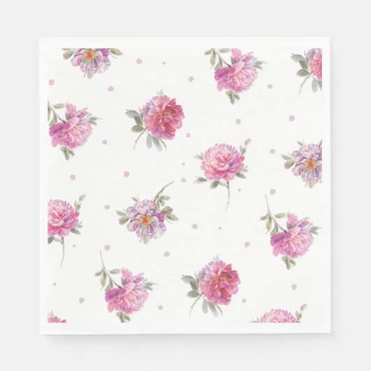 Serviette En Papier Motif d'aquarelle rose romantique (Devant)