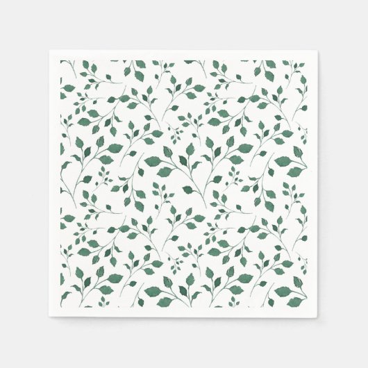 Serviette En Papier Motif d'aquarelle vert rustique (Devant)