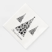Serviette En Papier Motif d'arbre de Noël noir moderne (Coin)