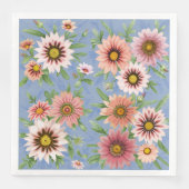 Serviette En Papier Motif d'art botanique bleu et rose (Devant)