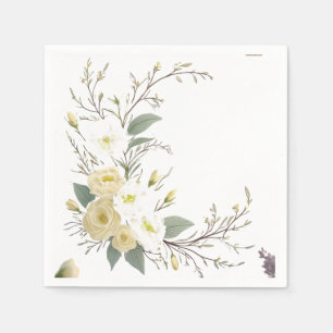 Serviette En Papier motif d'art floral aux fleurs pastel