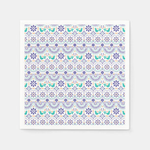 Serviette En Papier Motif d'art folklorique en mosaïque d'oiseaux mexi