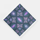 Serviette En Papier motif d'art fractal 3D Turquoise violet rose (Coin)
