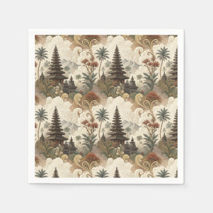 Serviette En Papier Motif d'art mural tropical de temple balinais vint
