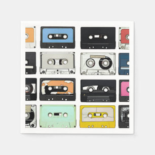 Serviette En Papier Motif d'art Retro vintage Cassette Mix Tapes