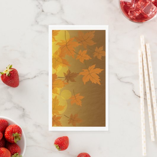 Serviette En Papier Motif d'automne avec feuilles d'érable en chute et (En situation)