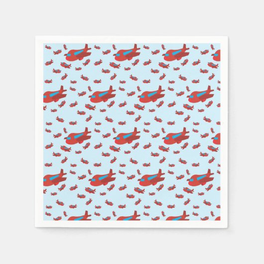 Serviette En Papier Motif d'avion rouge et bleu (Devant)