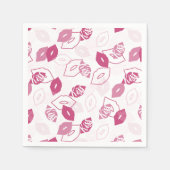 Serviette En Papier Motif de baiser des lèvres roses (Devant)