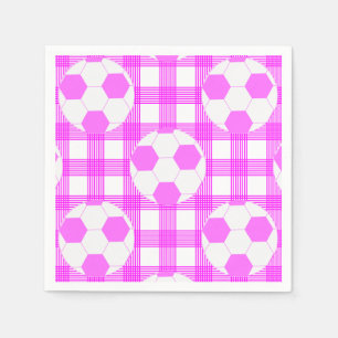 Serviette En Papier Motif de balle de football en blanc et rose