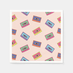 Serviette En Papier Motif de bande audio Retro Neon