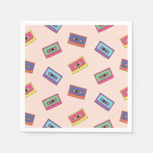 Serviette En Papier Motif de bande audio Retro Neon (Devant)