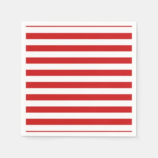Serviette En Papier Motif de bande rouge et blanc (Devant)