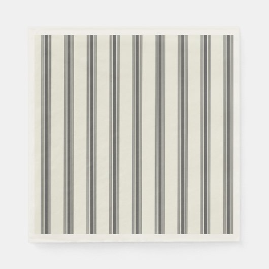 Serviette En Papier Motif de bande verticale en ivoire noir (Devant)