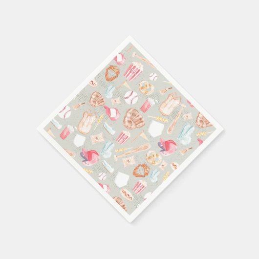 Serviette En Papier Motif de base-ball aquarelle (Coin)