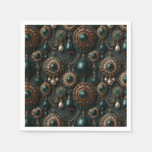 Serviette En Papier Motif de bijoux de luxe vintage émeraude et perle