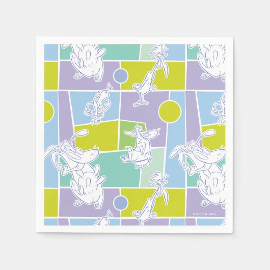 Serviette En Papier Motif de bloc couleur vache et poulet (Devant)