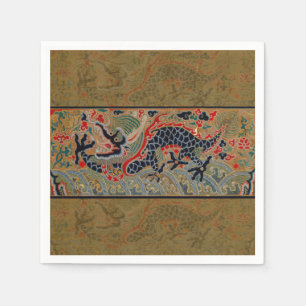 Serviette En Papier Motif de broderie en soie de dragon chinois antiqu