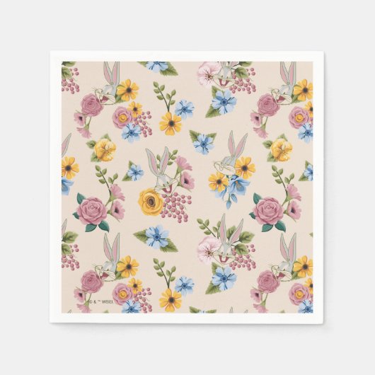 Serviette En Papier Motif de broderie florale BUGS BUNNY™ (Devant)