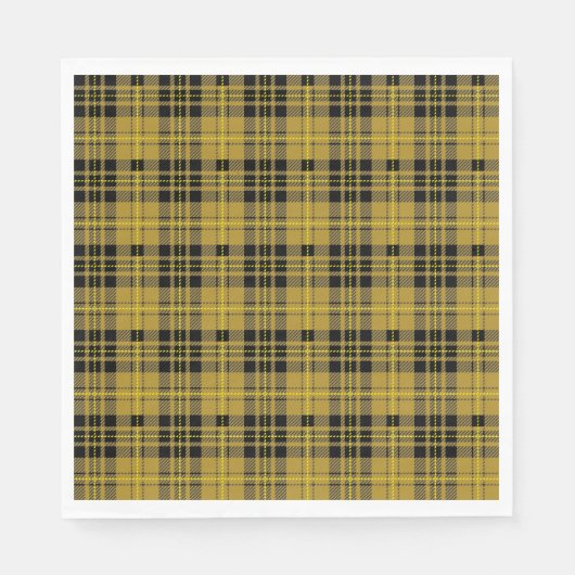 Serviette En Papier Motif de bûcheron jaune tartan noir (Devant)
