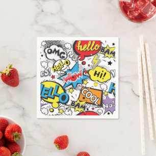 Serviette En Papier Motif de bulle de dialogue d'art pop de bande dess