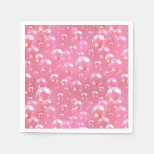 Serviette En Papier Motif de bulles roses (Devant)