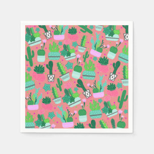 Serviette En Papier Motif de cactus sud-ouest rose pour une fête Sweet