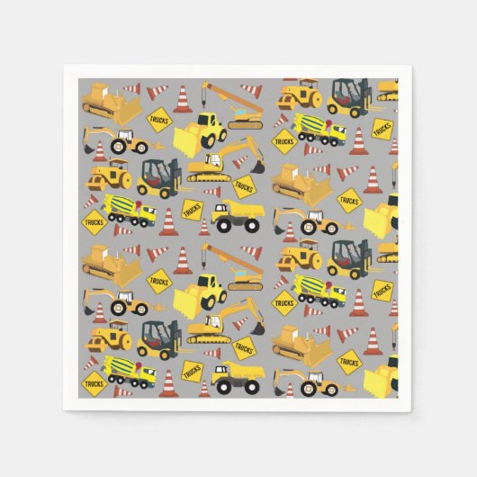 Serviette En Papier Motif de camions de construction (Devant)