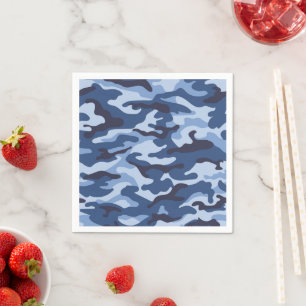 Serviette En Papier Motif de camouflage bleu foncé