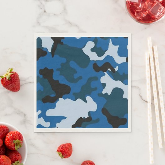 Serviette En Papier motif de camouflage bleu Papier et serviettes de f (En situation)