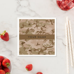 Serviette En Papier Motif de camouflage du désert, Votre nom, Personna