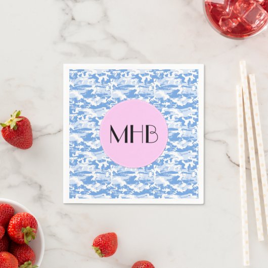 Serviette En Papier Motif de camouflage, Motif militaire, Monogramme (En situation)
