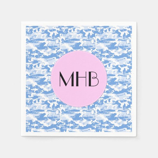 Serviette En Papier Motif de camouflage, Motif militaire, Monogramme (Devant)