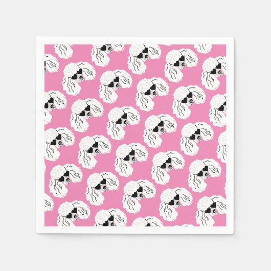 Serviette En Papier Motif de caniche mignon rose (Devant)